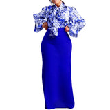 Women's 2025 New Fashion Print Strapped With Long-Sleeved Shirt Skirts