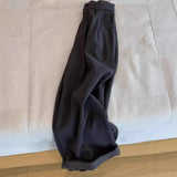 Temperament Gray High-Waisted Striped Curly-Fried Casual Pants Women's Spring And Autumn New Commuter Loose Broad-Legged