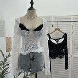 Tie Net Yarn Oblique Shoulder Babes Sexy Body-On-Sleeve Horn Irregular Top