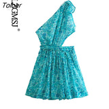 ZBZA 2023 Women Summer Floral Dress Women Sexy Off Shoulder A-line Mini Party Dresses Casual Bandage Ruffle Beach