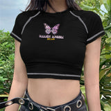 T-shirt female Y2k Crop Top Anime Aesthetic Vintage Street kawaii Shirt Harajuku Punk Shirt Women clothing 2023 New