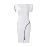 Women's 2025 Summer New Short-Sleeved Ass Tightness Temperament To Open Fork And Side
