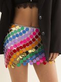 Sexy Fashion Women's Dress New V-neck Sequined Hollow Sespender Colorful Tassel Mini Dresses Female Summer 2023