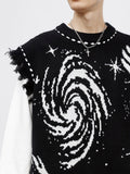 Y2K vest sweater vintage pleated creative stripe damaged knitted pullover vest men and women oversized loose cotton