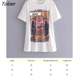 Loose Retro Print T Shirt Women Short Sleeve O Neck Cotton Tshirt Shirts Summer 2023 Woman tshirts Oversize Tops