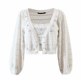 Summer Women's Tube Top Casual Knitted Camis Hollow Sleeveless Short Tank Top White Lace Decoration Sexy Woman