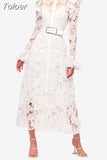 Minimalist Solid Dresses For Women Stand Collar Long Sleeve High Waist Spliced Hollow Out Slim Chic Dress Female Summer