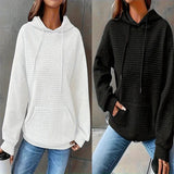 Wish Autumn And Winter Explosion Of Solid Color Hooded Drawstring Fashion Long-Sleeved Lady's Loose