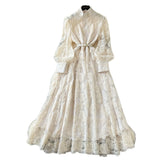 2025 New High-End Heavy Industry Mesh Embroidery To Collect Thin French Elegant Lantern Sleeve