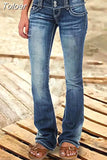 Waist Flared Jeans Women Button Casual Straight Leg Pants New 2023 Summer Pocket Hole Female Loose Office Lady Slim