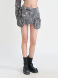 Toloer Spring 2024 New High-Waisted Waist Pocket Zip A-Line Skirt-Outfit