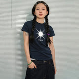 Japanese Grunge Print T-shirts Y2k Harajuku Short Sleeve Tee Shirt Korean Fashion Vintage Dark Aesthetics Tops