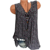 Loose Sleeveless Long Tank T-Shirt V-Neck Home Sleepwear Ladies Tops Floral Print Fashion Women Sexy Casual Vest