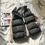 Parkas Jacket Women Winter Warm Cotton Padded Gilets Black Outerwear Ladies Puffer Vests Female Black