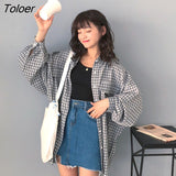 Women Spring Long Sleeve Plaid Loose 2XL Students All-match Street Wear Korean Style Leisure Blouses Womens Tops Chic