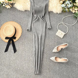 Women Autumn Knitted Dress V Neck Sexy Slim Elastic Oversized Basic Bodycon Long Dress Winter knit Warm Sweater