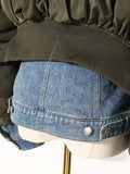 2023 Casual Temperament Fashion Turn-down Collar Autumn And Winter parka Patchwork Denim Cotton Woman jackets