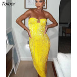 Off Shoulder Sequin Dress Women Sexy Sleeveless Backless Beachwear Bodycon Solid Hollow Out Side Split Dress Club
