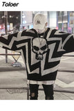 Autumn winter skulls oversized sweater punk hip hop young pull homme Women pullover warm knitted sweaters korean