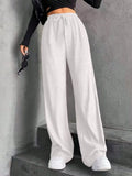 Hanging Mop High-Waisted Trousers Loose Temperament Straight Women's Niche Design Solid Color