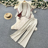 Lazy Suit Women Loose Outer Shawl Scarf With Long-Sleeved Knitting Tops High-Rise Sweater