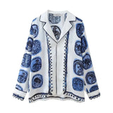 Summer New Women's Loose Casual Printed Shirt Straight