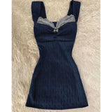 Lace Stitched Knitted Sling Vest Dress Women's New Retro Ass