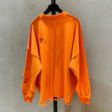 Hole Sweatshirts For Women O Neck Long Sleeve Loose Oversized Asymmetric Designer Pullovers Female 2023 Autumn