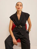 Temperament Commuting Trousers Senior Sleeveless Set Waist Trouser Trouser Top Suit Suit