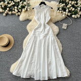 High-End Squeal Lace Splicing Sleeveless Waist Dress Women's Summer Thin Temperament Elegant Long