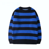 Striped Sweater Autumn Winter Casual Pullovers Vintage Crew Neck Jumper Sueter Mujer Korean Style Ladies Knitted