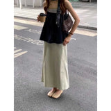 Sense Of The Color Stripe Splicing Sleeveless Sling Vest A Set Of Top Women Loose Thin A Word Half-Body Skirt
