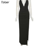 Sexy Slip Split Bodycon Maxi Dress Women Revealing Backless Strappy Prom Long Dresses 2023 Summer Party Evening