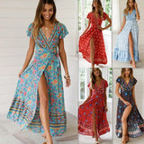 Summer Leisure Hot Holiday Printing Dress Sexy Long Dress Women's