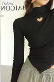 Chic Blusas De Mujer Hollow Out Love Embroidery Shirts Half High Collar Chiffon Blouses Korean Slim Fit Sexy Tops