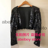 Patch Jacket Women Spring Long Sleeve Gold Silver Shiny Crop Top Dance Party Korean Slim Open Stitch