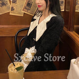 Spring Vintage Black Dress Party Women Casual Elegant Gothic Y2k Mini Dress Lolita Kawaii Clothing One Piece Dress