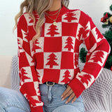Shooting 2025 Autumn And Winter Christmas Tree Lattice Lantern Long-Sleeved Jacket Sweater Women's