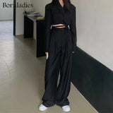Summer Two Piece Sets Korean Fashion Blazer Suits Women Crop Coat and Pant Suits Long Sleeve Ensemble 2 Pieces