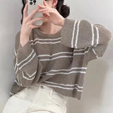 Vintage Striped Oversized Knitted Tee-Outfit