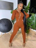 Winter Sexy Chain Lace-up Long Sleeve Tight