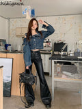 Denim Jackets for Women Chic Off Shoulder Outwear Vintage Fashion Coat Streetwear Casual Y2k Tops Chaquetas Para