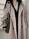 Clothes Women Loose Lapel Double-breasted Coat Mid-length Windbreak Tops Overcoat Trench Coat for Women Female