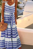 Boho Print Spaghetti Strap Long Dress Women Summer Vestidos Lace Up Vacation Party Long Dresses Female