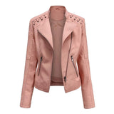 Winter Pu Faux Leather Jackets Women Long Sleeve Zipper Slim Motor Biker Leather Coat Female Outwear