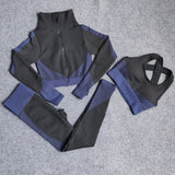 Fitness Sport Gym Suit Seamless Women Workout Sets Long Sleeve 3PCS Clothing Female Sport Gym Suits Wear Running