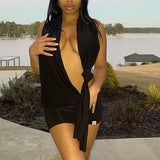 Tie Up Backless Beach Wear Dress Halter Mini Short Dress Club Outfits 2022 Holiday Summer Y2k Dress Clothes for Women