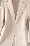 Blazer Office Classic Coat Elegant Chic Vintage Simple Lapel Fashion Work Casual Long Sleeve Single Button
