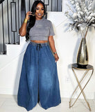 Women's Loose Jeans New Women's Street Casual Loose Waist Wide Leg