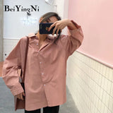 2020 Spring Autumn Women Shirts White Plain Loose Oversized Blouses Female Tops Loose BF Korean Style Blusas